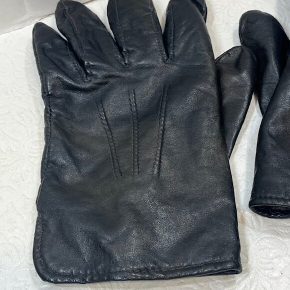 Men's Black Soft Leather Cashmere Lined Winter Gloves Size: Large VGUC - Picture 4 of 15